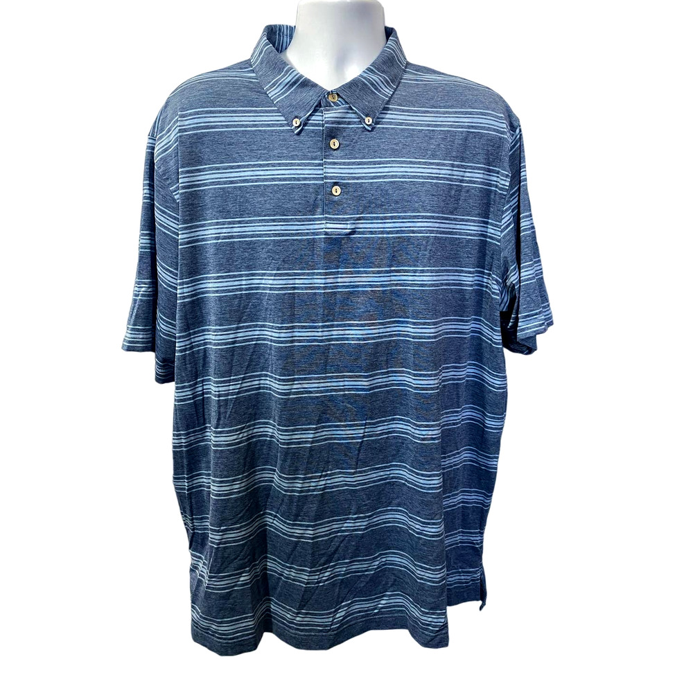 PETER MILLAR SUMMER COMFORT GOLF POLO SHIRT BLUE STRIPES XXL